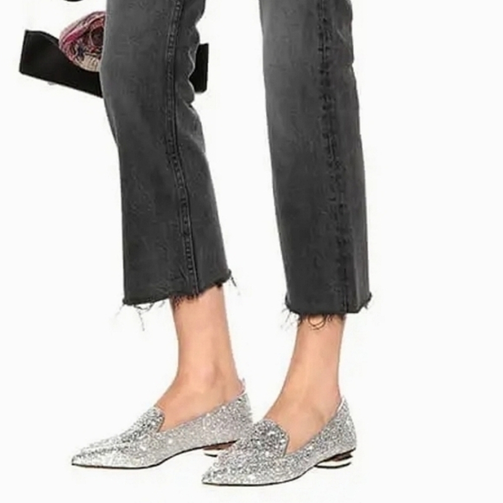 NICHOLAS KIRKWOOD GLITTER SPARKLE SILVER‎ LOAFERS 7.5